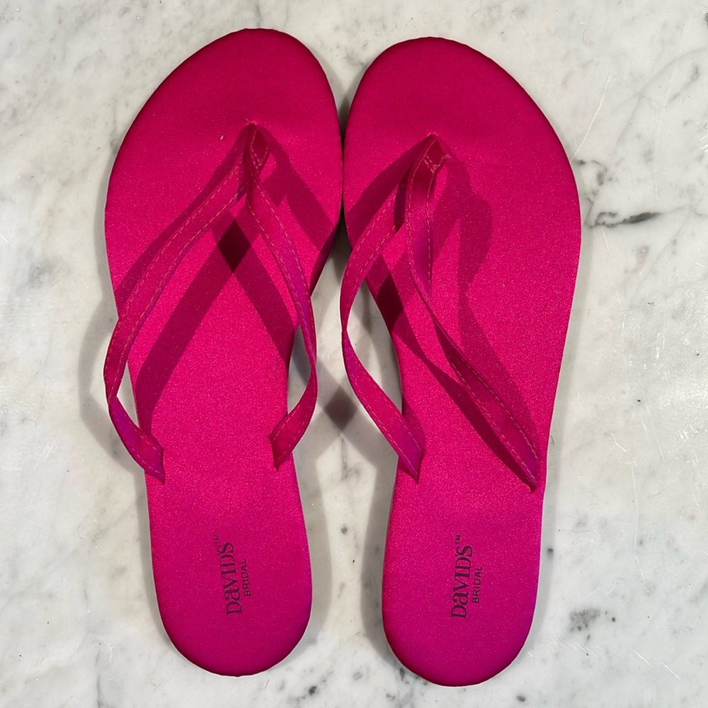 David’s Bridal hot pink satin sandals, Size 7-8